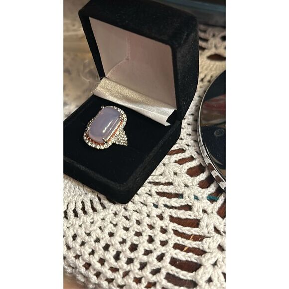 HUGE Crystal Zircon Ring Rose Gold and White Zircon Ring - Picture 14 of 14